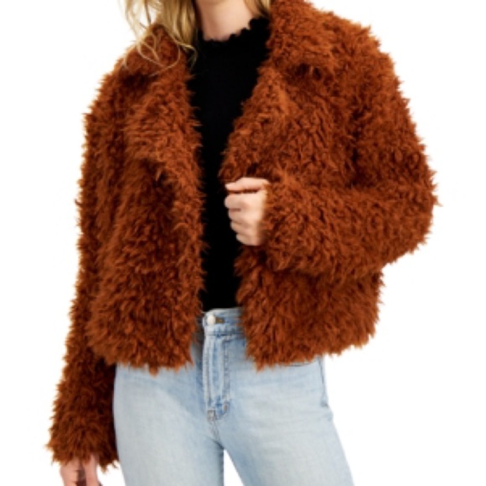 Rustic Orange fluffy jacket with pockets